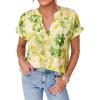 imagePRETTYGARDEN Womens Floral Print Short Sleeve Summer Tops 2026 Trendy V Neck Loose Boho Shirts Casual Work BlousesGreen