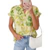 imagePRETTYGARDEN Womens Floral Print Short Sleeve Summer Tops 2026 Trendy V Neck Loose Boho Shirts Casual Work BlousesGreen