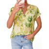 imagePRETTYGARDEN Womens Floral Print Short Sleeve Summer Tops 2026 Trendy V Neck Loose Boho Shirts Casual Work BlousesGreen