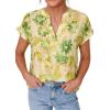 imagePRETTYGARDEN Womens Floral Print Short Sleeve Summer Tops 2026 Trendy V Neck Loose Boho Shirts Casual Work BlousesGreen