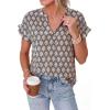 imagePRETTYGARDEN Womens Floral Print Short Sleeve Summer Tops 2026 Trendy V Neck Loose Boho Shirts Casual Work BlousesGrey Blue