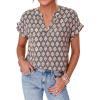 imagePRETTYGARDEN Womens Floral Print Short Sleeve Summer Tops 2026 Trendy V Neck Loose Boho Shirts Casual Work BlousesGrey Blue