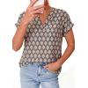 imagePRETTYGARDEN Womens Floral Print Short Sleeve Summer Tops 2026 Trendy V Neck Loose Boho Shirts Casual Work BlousesGrey Blue