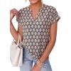 imagePRETTYGARDEN Womens Floral Print Short Sleeve Summer Tops 2026 Trendy V Neck Loose Boho Shirts Casual Work BlousesGrey Blue