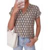 imagePRETTYGARDEN Womens Floral Print Short Sleeve Summer Tops 2026 Trendy V Neck Loose Boho Shirts Casual Work BlousesGrey Blue