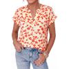 imagePRETTYGARDEN Womens Floral Print Short Sleeve Summer Tops 2026 Trendy V Neck Loose Boho Shirts Casual Work BlousesLight Apricot Orange Flower