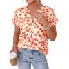imagePRETTYGARDEN Womens Floral Print Short Sleeve Summer Tops 2026 Trendy V Neck Loose Boho Shirts Casual Work BlousesLight Apricot Orange Flower