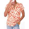 imagePRETTYGARDEN Womens Floral Print Short Sleeve Summer Tops 2026 Trendy V Neck Loose Boho Shirts Casual Work BlousesLight Apricot Orange Flower