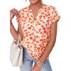 imagePRETTYGARDEN Womens Floral Print Short Sleeve Summer Tops 2026 Trendy V Neck Loose Boho Shirts Casual Work BlousesLight Apricot Orange Flower