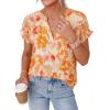 imagePRETTYGARDEN Womens Floral Print Short Sleeve Summer Tops 2026 Trendy V Neck Loose Boho Shirts Casual Work BlousesOrange