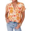 imagePRETTYGARDEN Womens Floral Print Short Sleeve Summer Tops 2026 Trendy V Neck Loose Boho Shirts Casual Work BlousesOrange