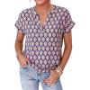 imagePRETTYGARDEN Womens Floral Print Short Sleeve Summer Tops 2026 Trendy V Neck Loose Boho Shirts Casual Work BlousesPurple