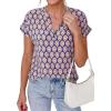 imagePRETTYGARDEN Womens Floral Print Short Sleeve Summer Tops 2026 Trendy V Neck Loose Boho Shirts Casual Work BlousesPurple