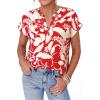 imagePRETTYGARDEN Womens Floral Print Short Sleeve Summer Tops 2026 Trendy V Neck Loose Boho Shirts Casual Work BlousesRed