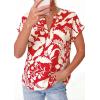imagePRETTYGARDEN Womens Floral Print Short Sleeve Summer Tops 2026 Trendy V Neck Loose Boho Shirts Casual Work BlousesRed