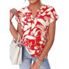 imagePRETTYGARDEN Womens Floral Print Short Sleeve Summer Tops 2026 Trendy V Neck Loose Boho Shirts Casual Work BlousesRed
