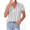 imagePRETTYGARDEN Womens Floral Print Short Sleeve Summer Tops 2026 Trendy V Neck Loose Boho Shirts Casual Work BlousesStriped White Red Brown