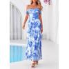 imagePRETTYGARDEN Womens Formal Cocktail Maxi Dresses 2026 Summer Off Shoulder Floral Mesh Bodycon Spring Wedding Guest DressFloral Blue