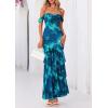 imagePRETTYGARDEN Womens Formal Cocktail Maxi Dresses 2026 Summer Off Shoulder Floral Mesh Bodycon Spring Wedding Guest DressFloral Blue Green