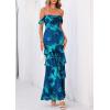imagePRETTYGARDEN Womens Formal Cocktail Maxi Dresses 2026 Summer Off Shoulder Floral Mesh Bodycon Spring Wedding Guest DressFloral Blue Green
