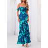 imagePRETTYGARDEN Womens Formal Cocktail Maxi Dresses 2026 Summer Off Shoulder Floral Mesh Bodycon Spring Wedding Guest DressFloral Blue Green