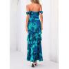 imagePRETTYGARDEN Womens Formal Cocktail Maxi Dresses 2026 Summer Off Shoulder Floral Mesh Bodycon Spring Wedding Guest DressFloral Blue Green