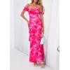 imagePRETTYGARDEN Womens Formal Cocktail Maxi Dresses 2026 Summer Off Shoulder Floral Mesh Bodycon Spring Wedding Guest DressFloral Pink