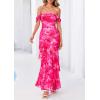 imagePRETTYGARDEN Womens Formal Cocktail Maxi Dresses 2026 Summer Off Shoulder Floral Mesh Bodycon Spring Wedding Guest DressFloral Pink