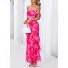 imagePRETTYGARDEN Womens Formal Cocktail Maxi Dresses 2026 Summer Off Shoulder Floral Mesh Bodycon Spring Wedding Guest DressFloral Pink