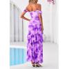 imagePRETTYGARDEN Womens Formal Cocktail Maxi Dresses 2026 Summer Off Shoulder Floral Mesh Bodycon Spring Wedding Guest DressFloral Purple