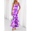 imagePRETTYGARDEN Womens Formal Cocktail Maxi Dresses 2026 Summer Off Shoulder Floral Mesh Bodycon Spring Wedding Guest DressFloral Purple