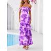 imagePRETTYGARDEN Womens Formal Cocktail Maxi Dresses 2026 Summer Off Shoulder Floral Mesh Bodycon Spring Wedding Guest DressFloral Purple