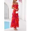 imagePRETTYGARDEN Womens Formal Cocktail Maxi Dresses 2026 Summer Off Shoulder Floral Mesh Bodycon Spring Wedding Guest DressFloral Red