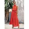 imagePRETTYGARDEN Womens Halter Neck Floral Long Maxi Dress Casual Sleeveless Backless Dresses Loose Ruffle Sundress with BeltRed