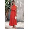 imagePRETTYGARDEN Womens Halter Neck Floral Long Maxi Dress Casual Sleeveless Backless Dresses Loose Ruffle Sundress with BeltRed