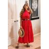 imagePRETTYGARDEN Womens Halter Neck Floral Long Maxi Dress Casual Sleeveless Backless Dresses Loose Ruffle Sundress with BeltRed