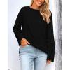imagePRETTYGARDEN Womens Knit Fall Sweaters Long Sleeve Pullover Crewneck Split Hem Oversized Tunic Sweater Tops Winter ClothingBlack