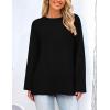 imagePRETTYGARDEN Womens Knit Fall Sweaters Long Sleeve Pullover Crewneck Split Hem Oversized Tunic Sweater Tops Winter ClothingBlack