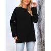 imagePRETTYGARDEN Womens Knit Fall Sweaters Long Sleeve Pullover Crewneck Split Hem Oversized Tunic Sweater Tops Winter ClothingBlack