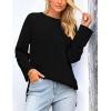 imagePRETTYGARDEN Womens Knit Fall Sweaters Long Sleeve Pullover Crewneck Split Hem Oversized Tunic Sweater Tops Winter ClothingBlack