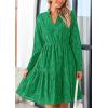 imagePRETTYGARDEN Womens Long Sleeve Spring Dress 2025 Casual Fall V Neck A Line Hollow Out Eyelet Wedding Guest Short Dresses
