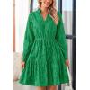 imagePRETTYGARDEN Womens Long Sleeve Spring Dress 2025 Casual Fall V Neck A Line Hollow Out Eyelet Wedding Guest Short Dresses