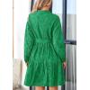 imagePRETTYGARDEN Womens Long Sleeve Spring Dress 2025 Casual Fall V Neck A Line Hollow Out Eyelet Wedding Guest Short Dresses