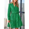 imagePRETTYGARDEN Womens Long Sleeve Spring Dress 2025 Casual Fall V Neck A Line Hollow Out Eyelet Wedding Guest Short Dresses