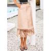 imagePRETTYGARDEN Womens Metallic Midi Party Skirt Casual High Waisted Fringe Shiny Y2K Long Pencil Skirts Fall Clothes