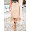 imagePRETTYGARDEN Womens Metallic Midi Party Skirt Casual High Waisted Fringe Shiny Y2K Long Pencil Skirts Fall Clothes