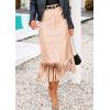 imagePRETTYGARDEN Womens Metallic Midi Party Skirt Casual High Waisted Fringe Shiny Y2K Long Pencil Skirts Fall Clothes