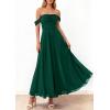 imagePRETTYGARDEN Womens Off Shoulder Maxi Summer Dresses 2026 Elegant Mesh Aline Swing Ruched Flowy Cocktail Wedding Guest DressDark Green