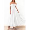 imagePRETTYGARDEN Womens Off Shoulder Maxi Summer Dresses 2026 Elegant Mesh Aline Swing Ruched Flowy Cocktail Wedding Guest DressWhite