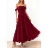 imagePRETTYGARDEN Womens Off Shoulder Maxi Summer Dresses 2026 Elegant Mesh Aline Swing Ruched Flowy Cocktail Wedding Guest DressWine Red